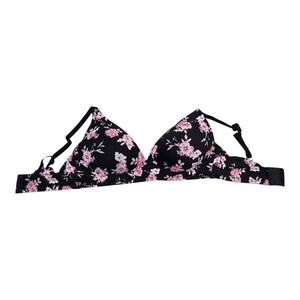 Laura Ashley Floral Black Wireless Bra Size 36D